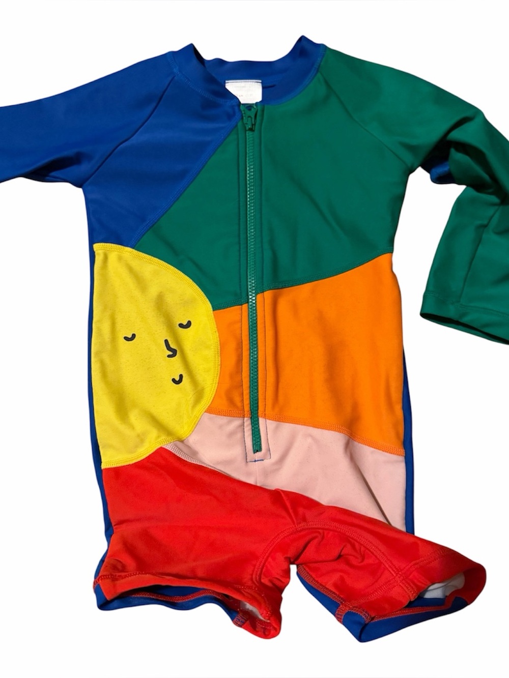Hanna Andersson rainbow sunshine swim Colorblock One-Piece Rashguard